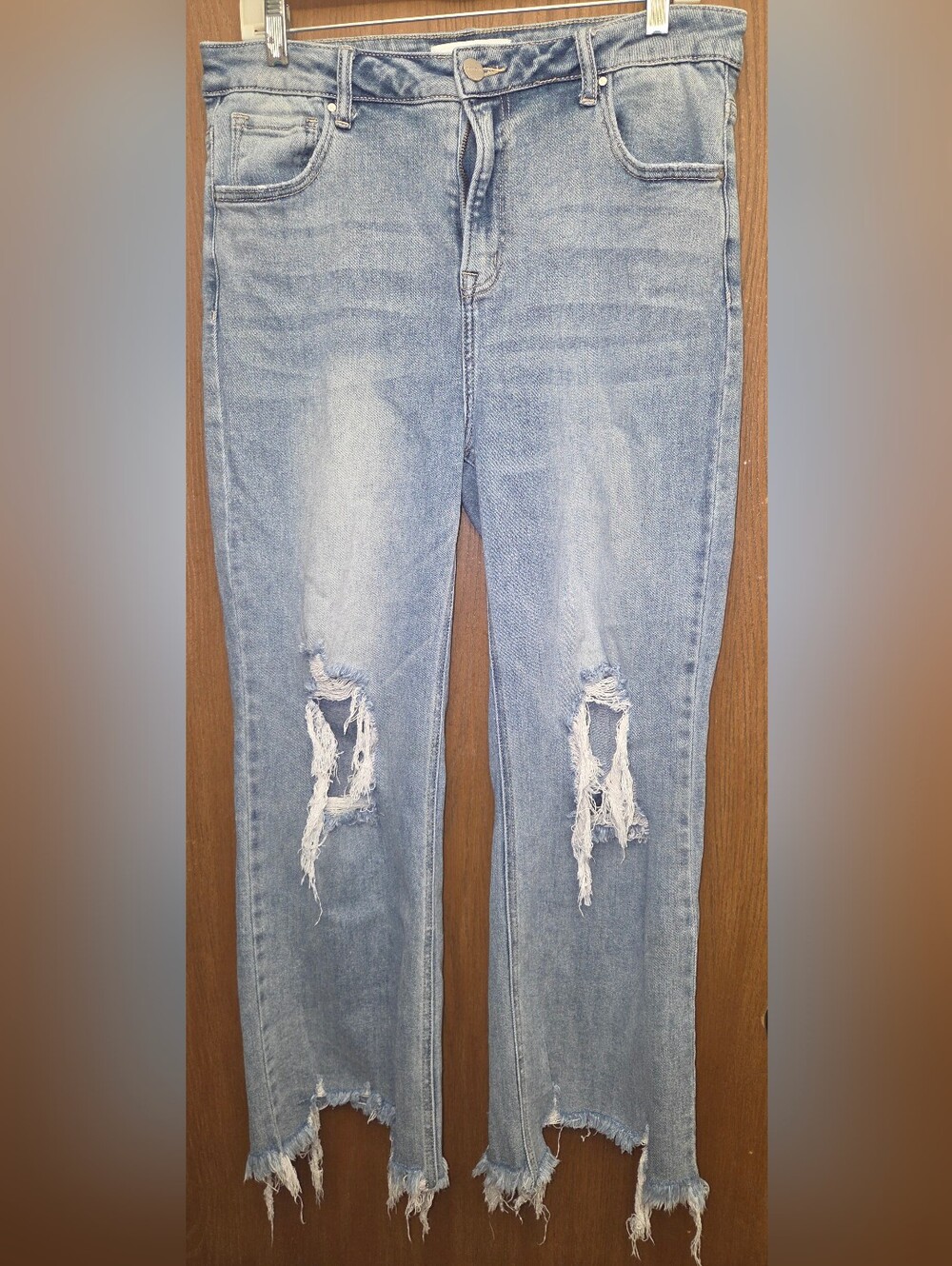 Risen LA Distressed Cropped Wide Leg Women’s Jeans